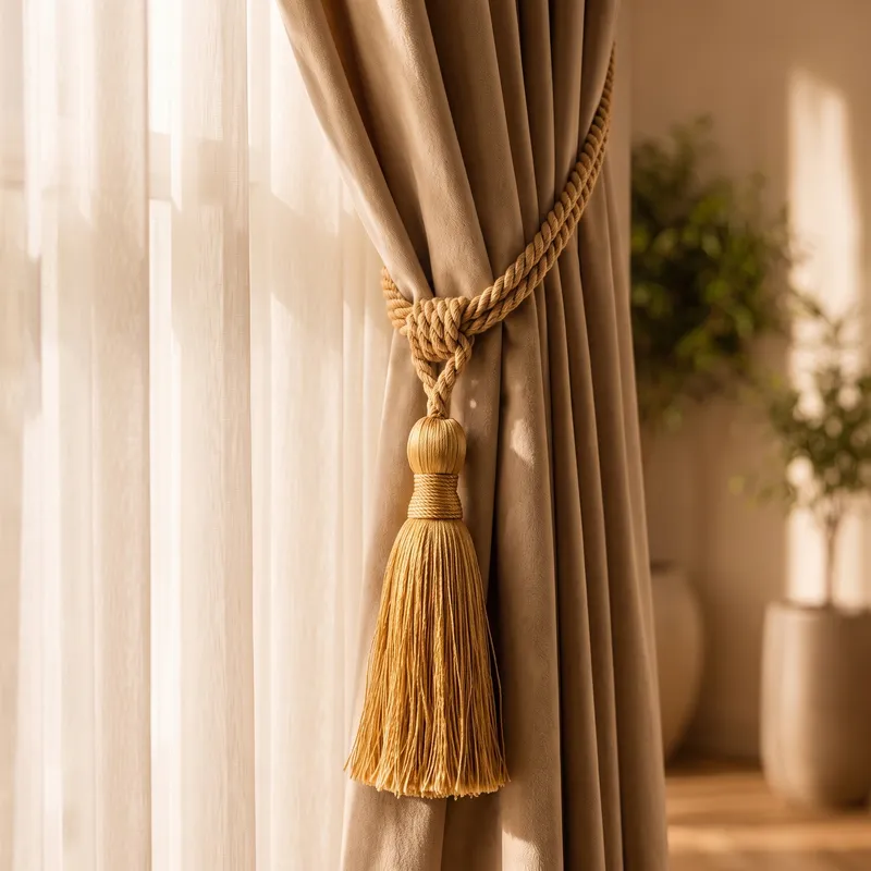 Curtain tieback detail, styled by Maria Home Decors