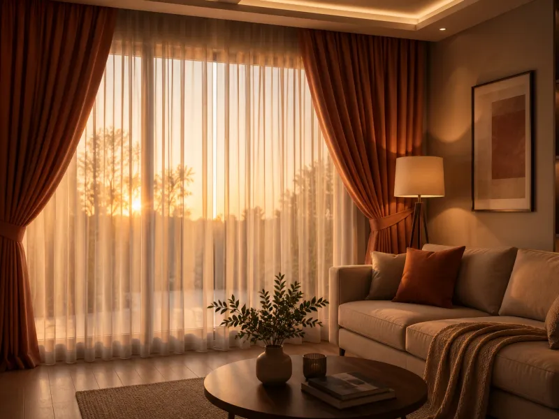 Sheer curtains in a sunlit living room